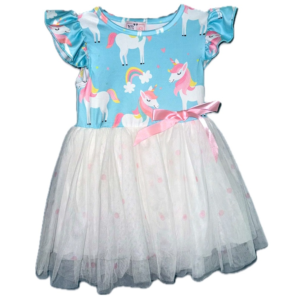 NEW WITH TAGS Boutique Unicorn/rainbow Girls Special Occasion Dress 12-18m